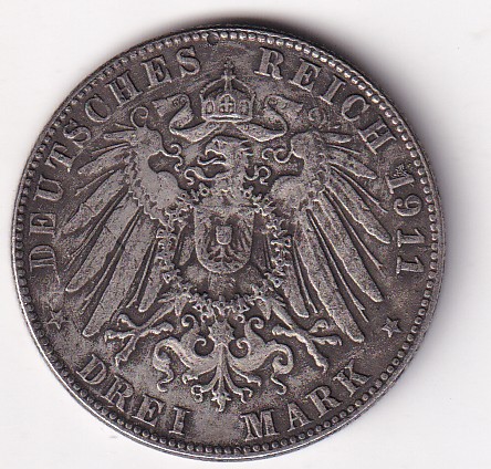 Germany 3 Mark 1911 Otto 90th Birthday of Prince Regent Luitpold Commemorative Fantasy Token #E-400 - Image 2