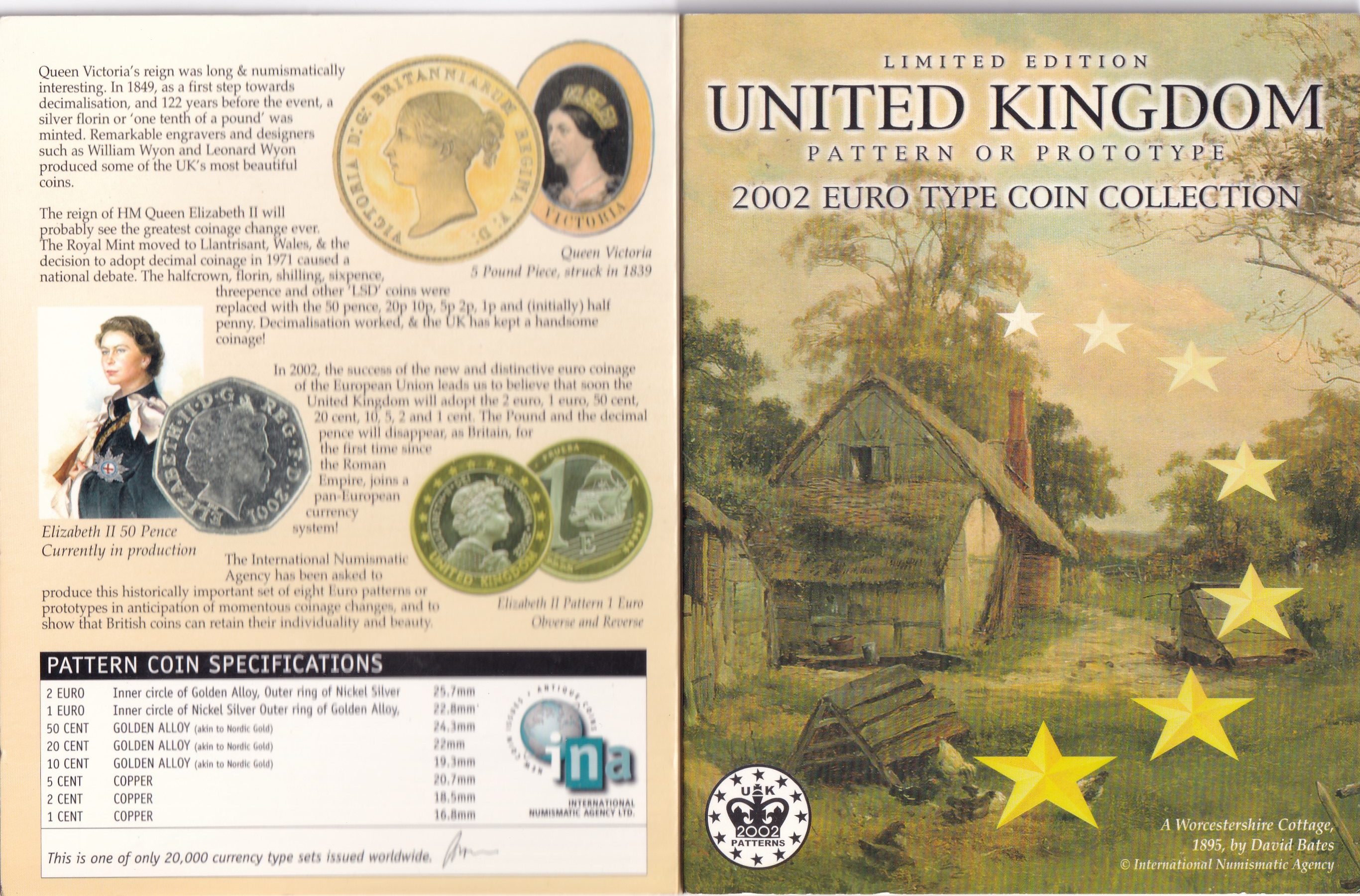 United Kingdom Euro Pattern 2002 Rare (8 Coin Set ) with Beautiful Folder