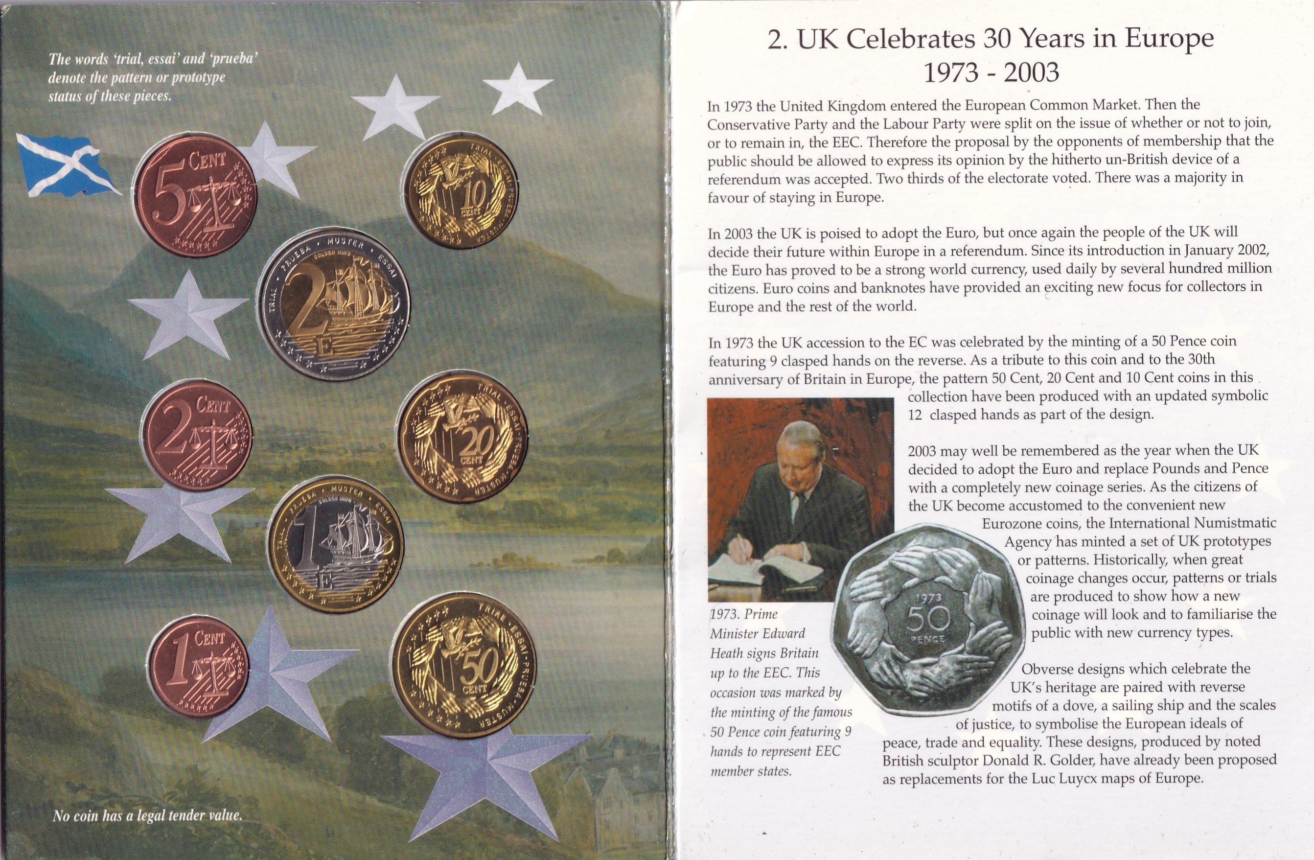 United Kingdom Scotland Euro Pattern 2002 Rare (8 Coin Set ) with Beautiful Folder