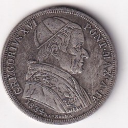 Papal States 1834 Rare 50 Baiocchi - Gregory XVI St. Romualdo Fantasy Token #E-403