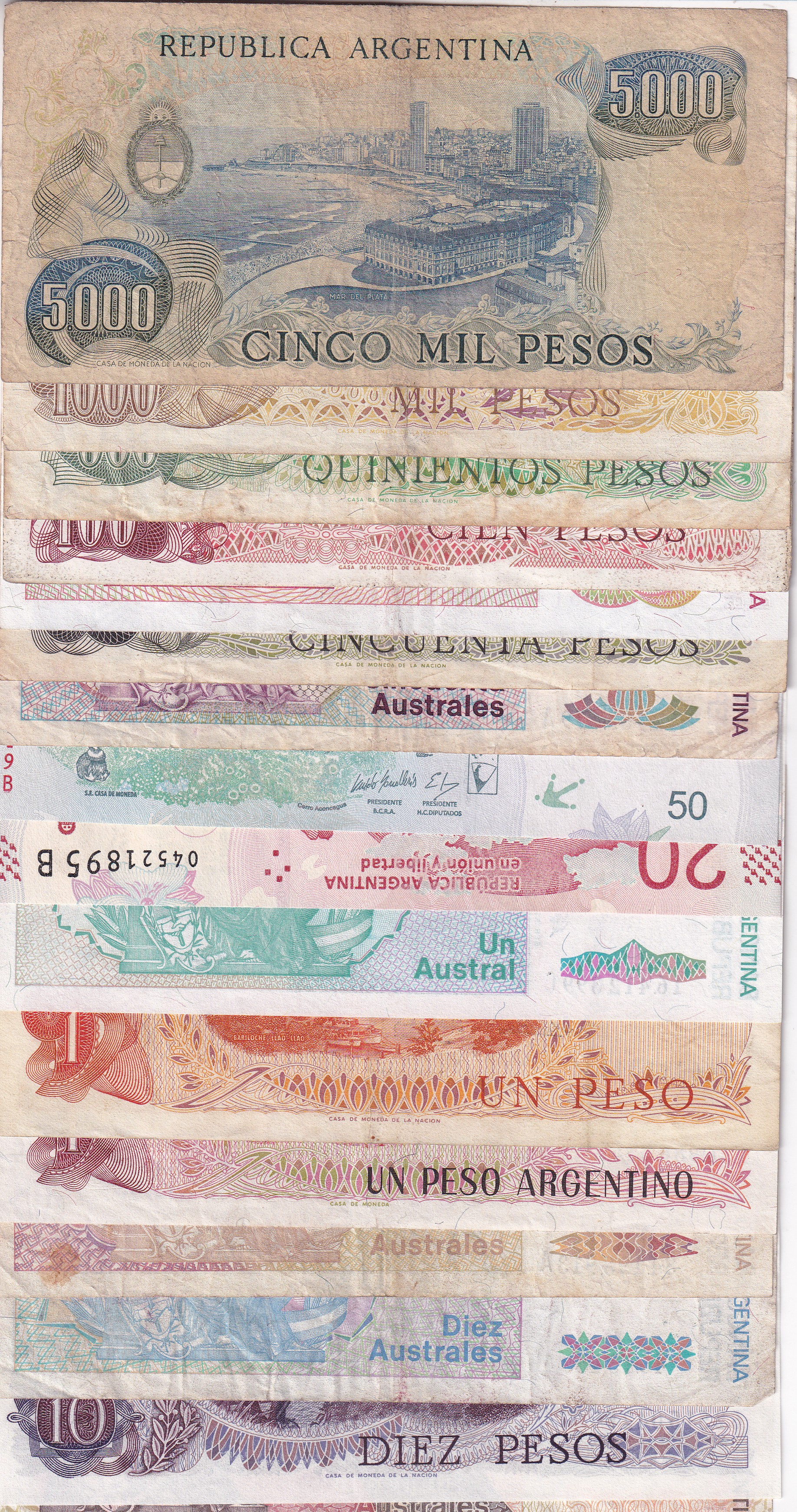 Argentina 16 Different (16 Pcs) Note Set #!2