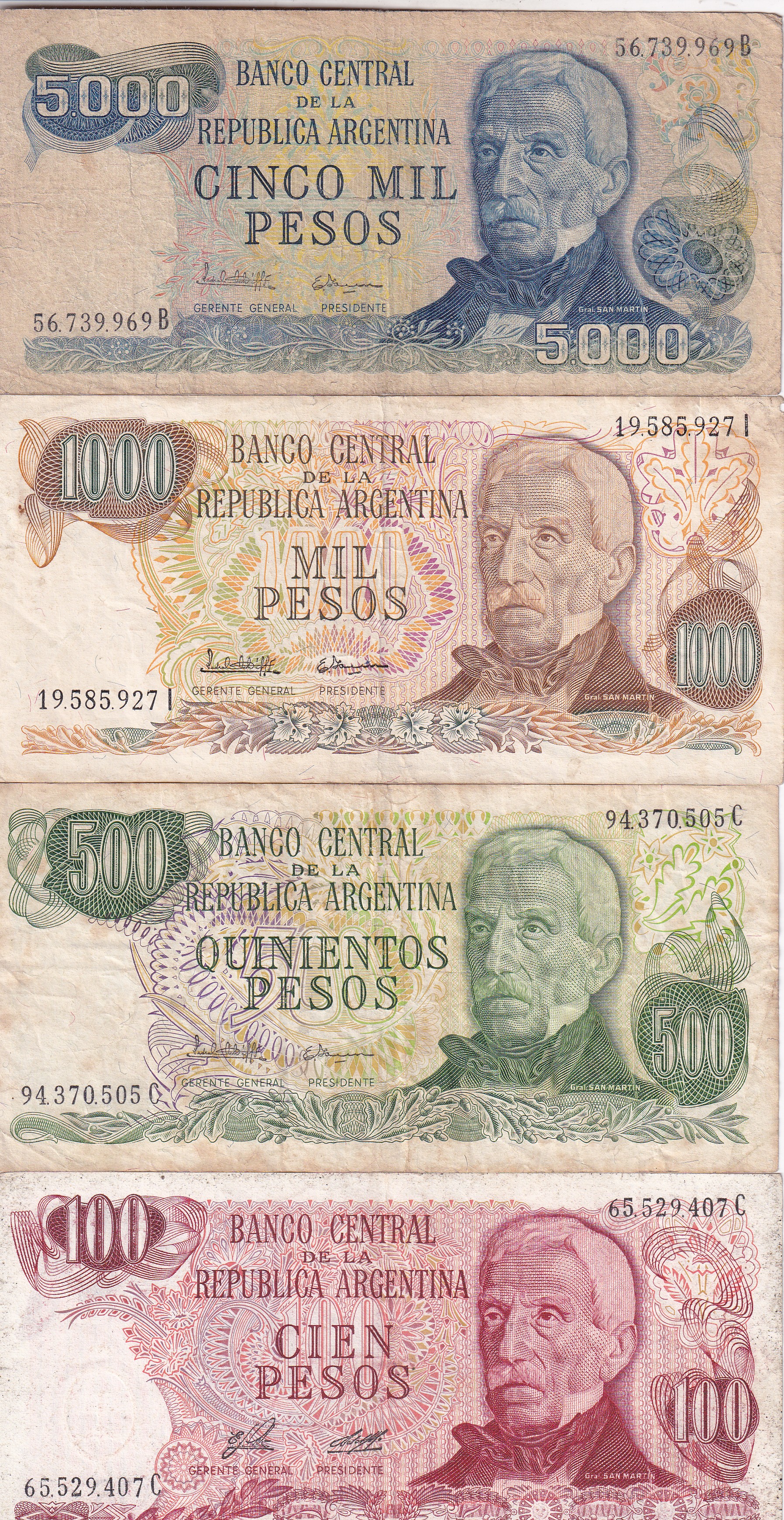 Argentina 16 Different (16 Pcs) Note Set #!2