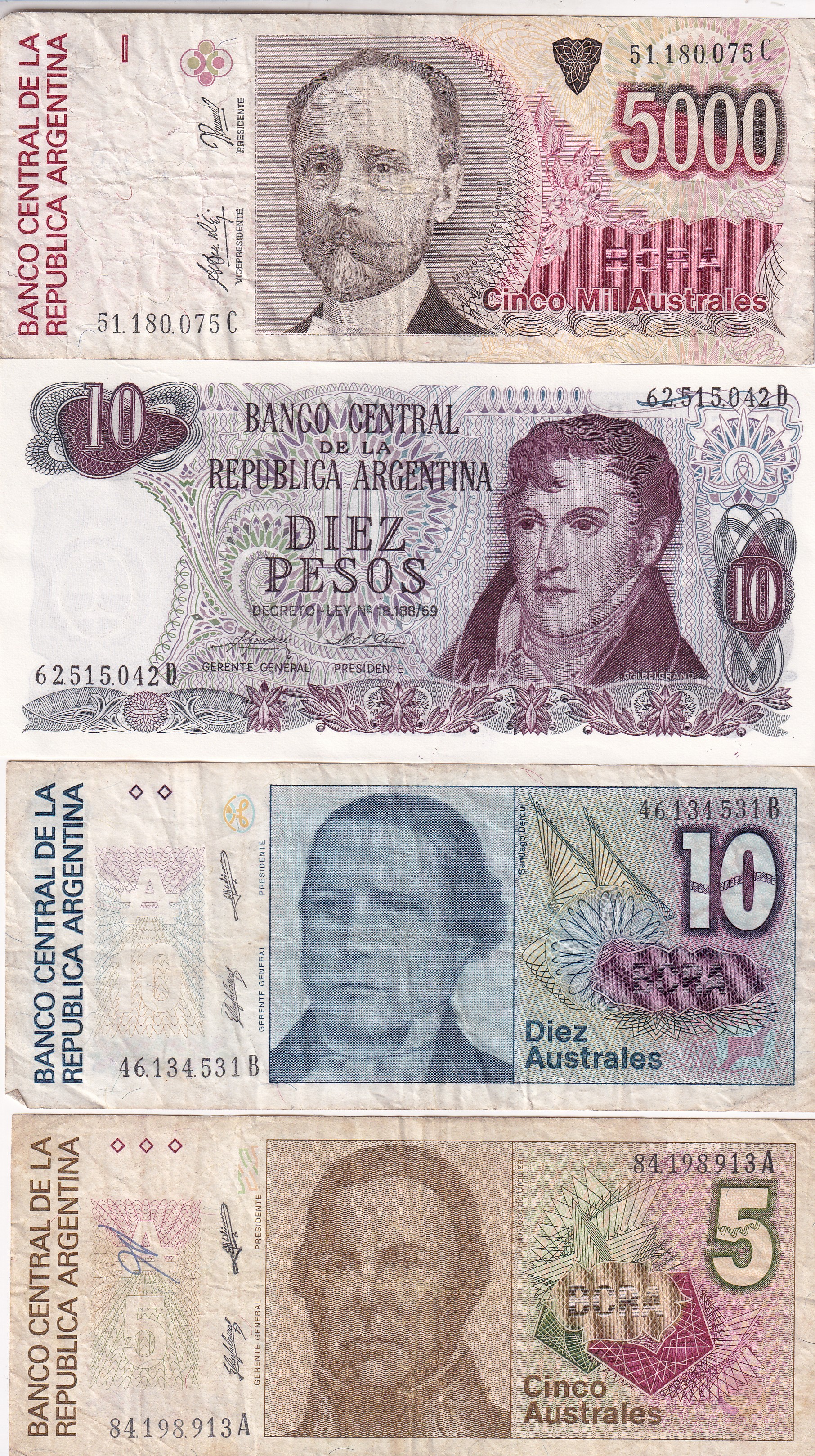 Argentina 16 Different (16 Pcs) Note Set #!2