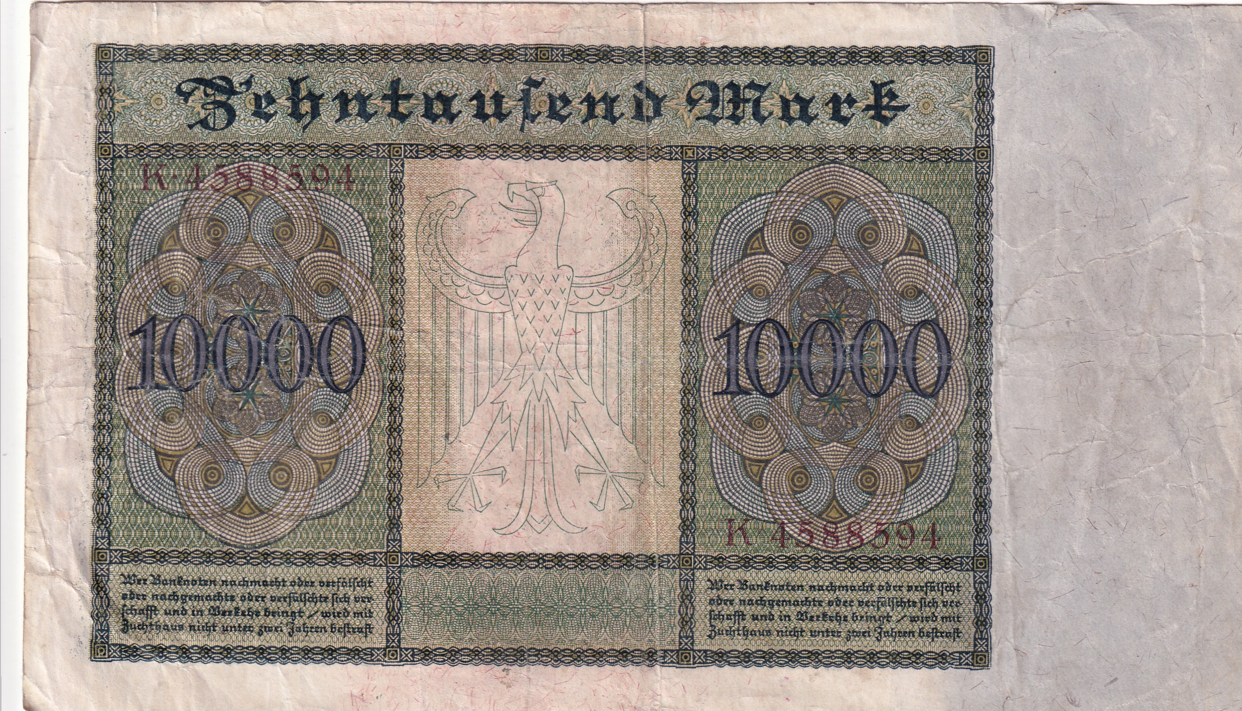 Germany 10 000 Mark (1922) Reichsbank Rare Note #B2