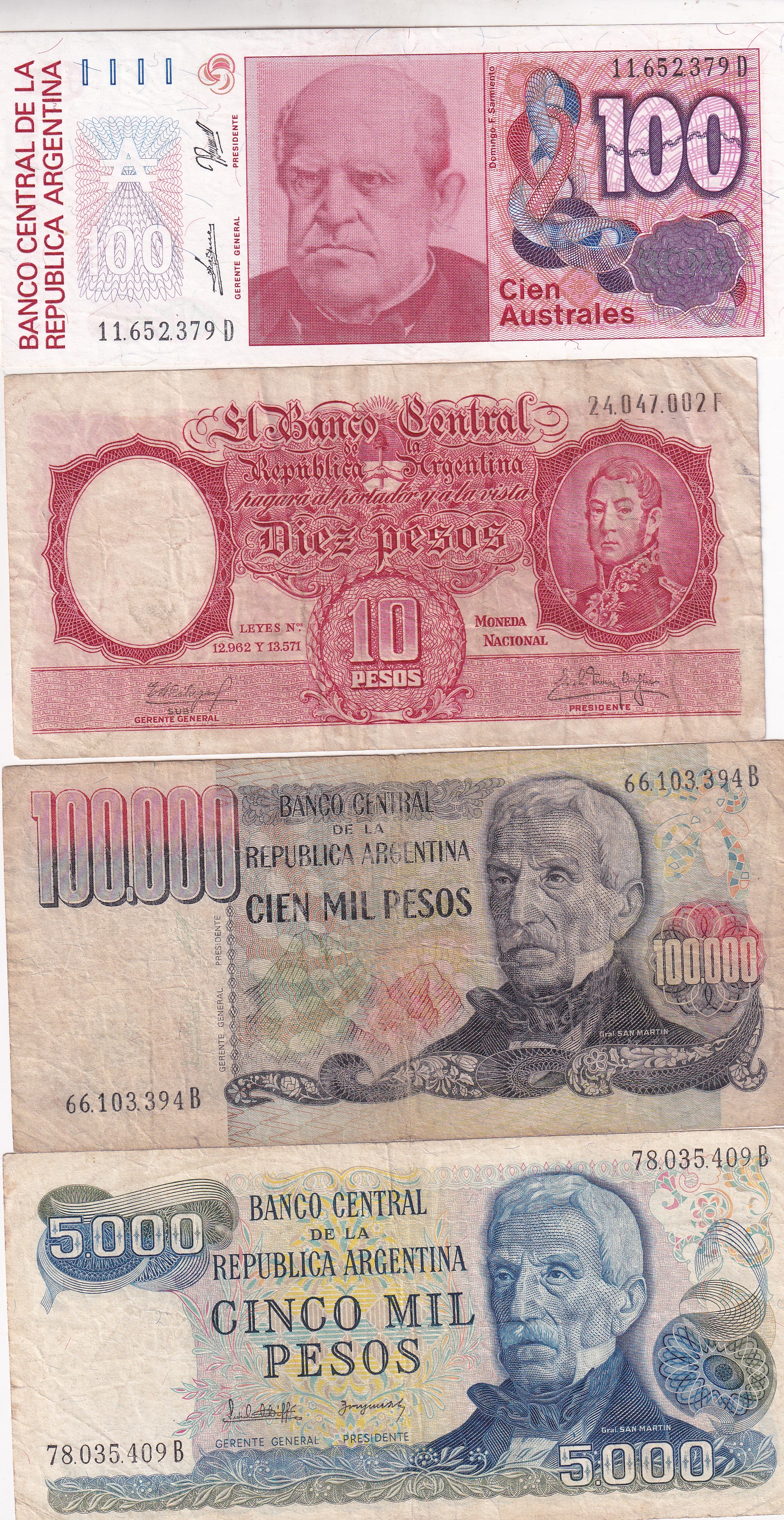 Argentina 18 Different (18 Pcs) Note Set #!7