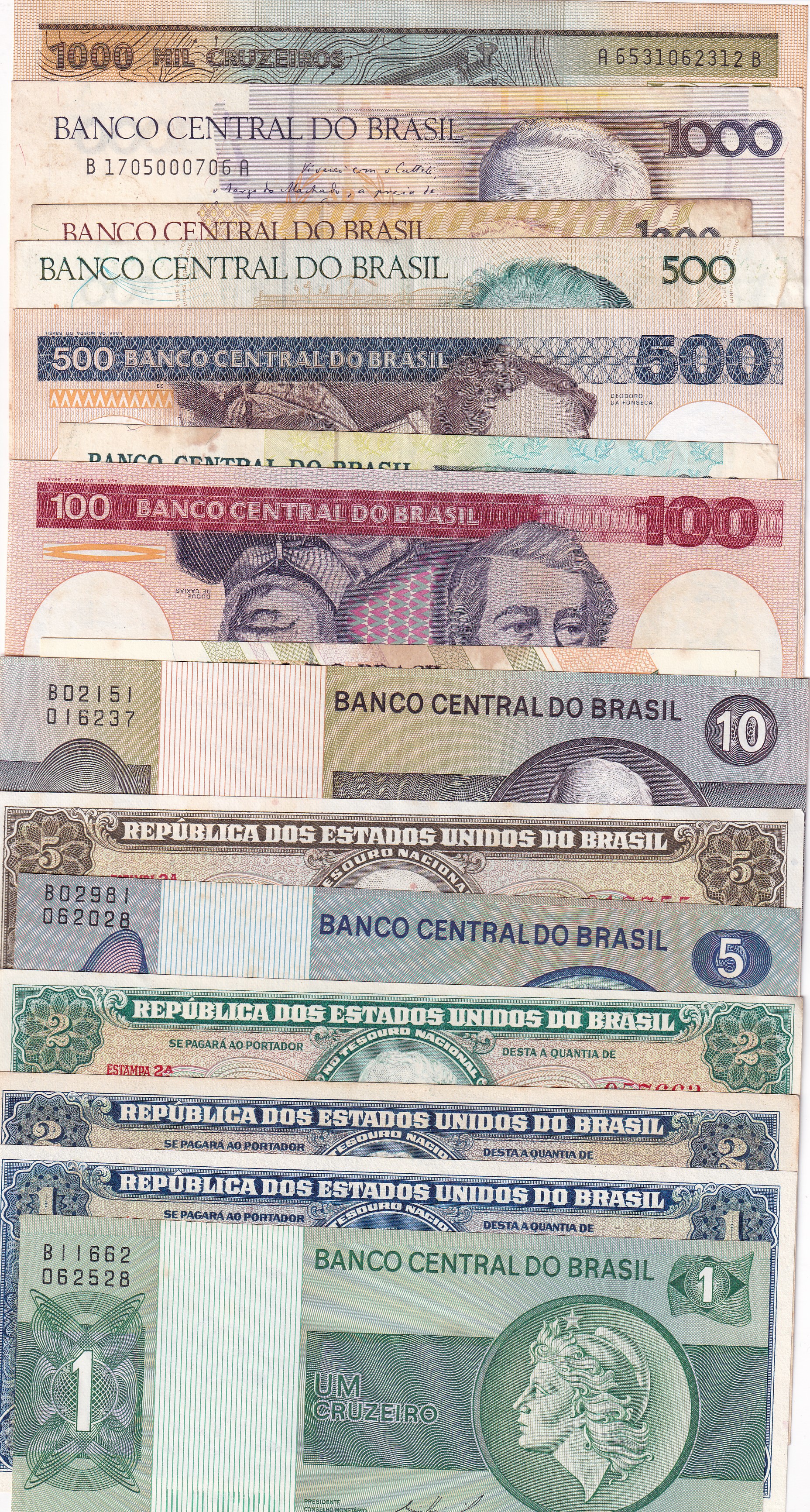 Brazil 15 Different (15 Pcs) Note Set #!5