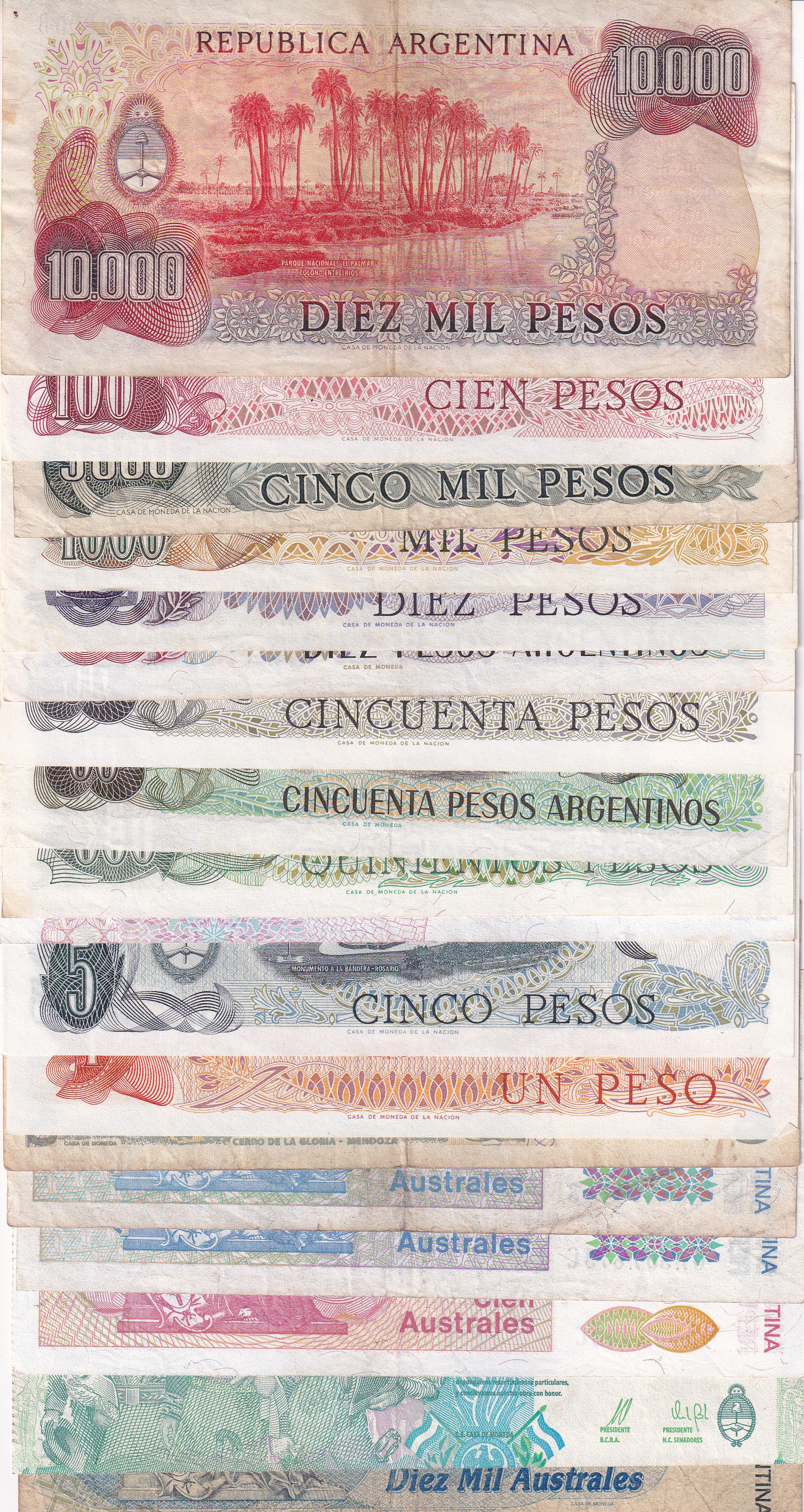 Argentina 18 Different (18 Pcs) Note Set #!9