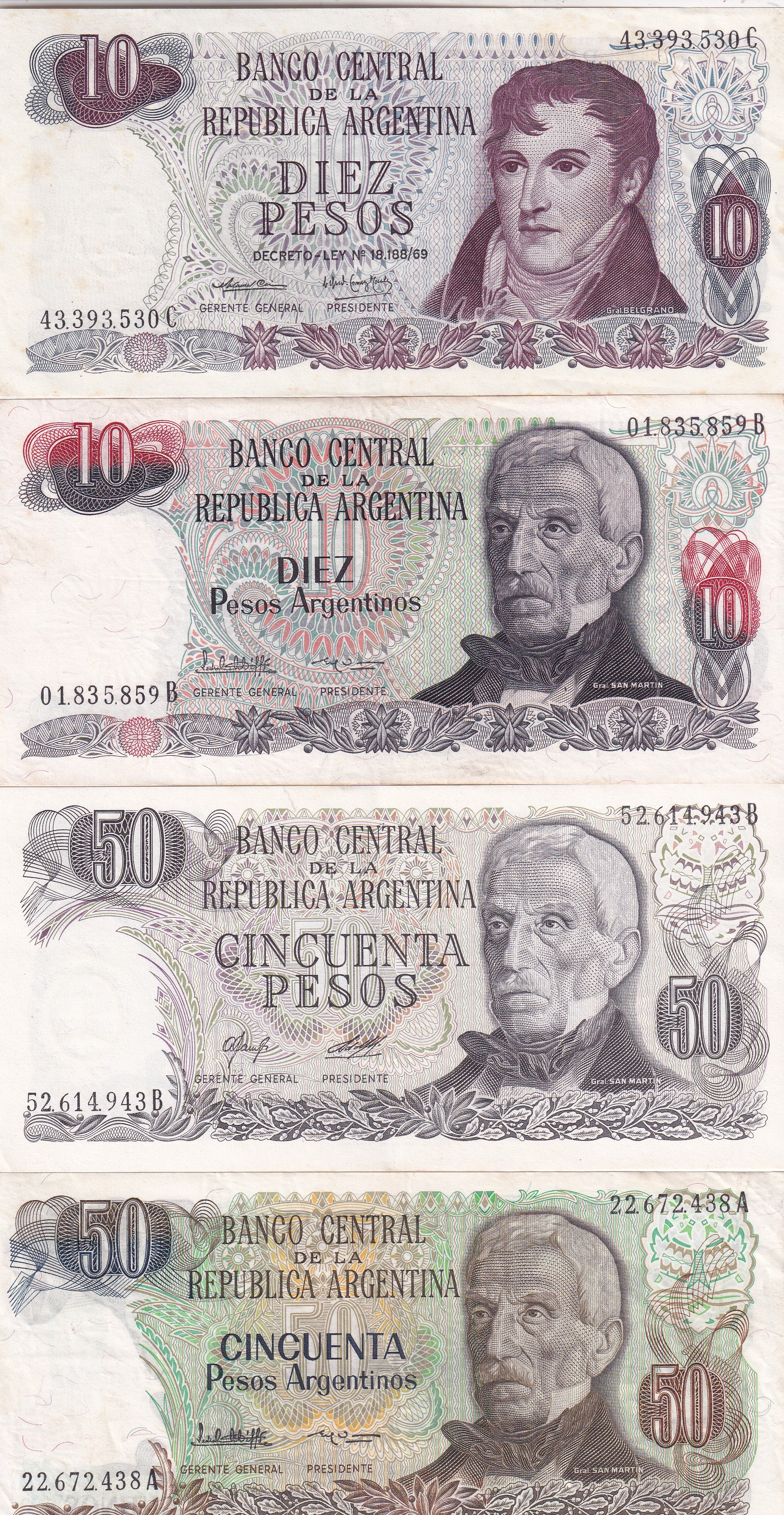 Argentina 18 Different (18 Pcs) Note Set #!9