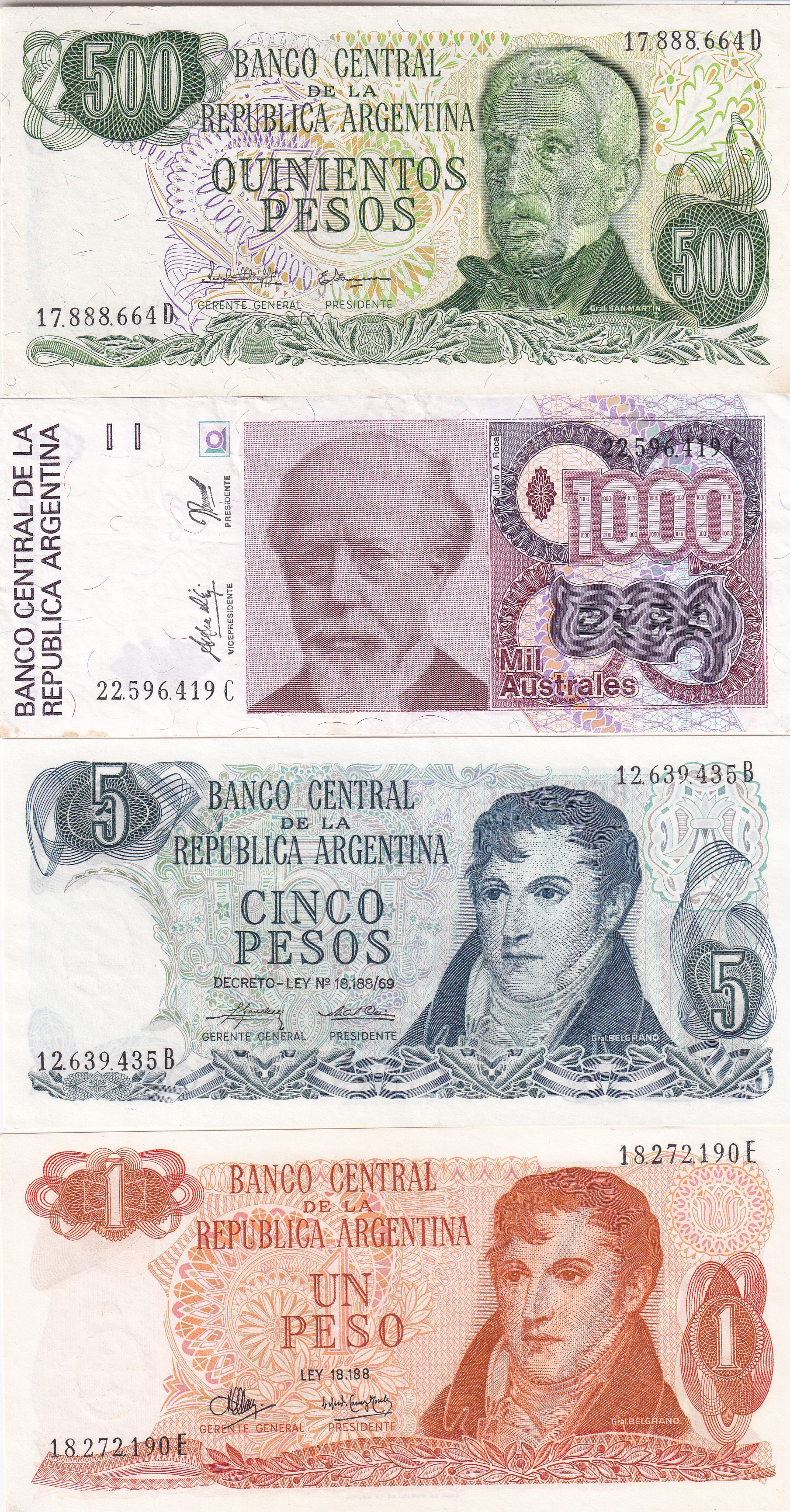 Argentina 18 Different (18 Pcs) Note Set #!9