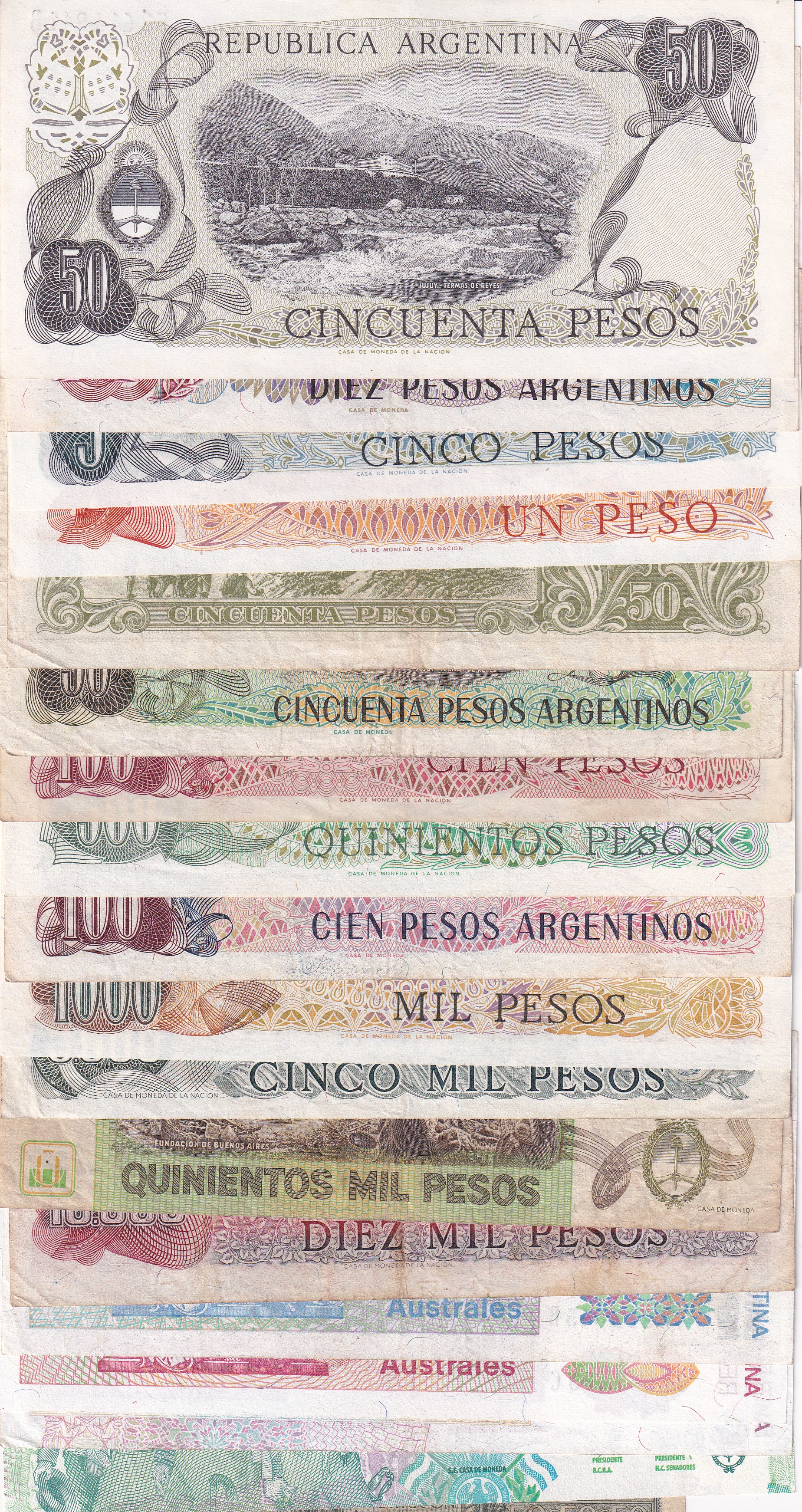 Argentina 18 Different (18 Pcs) Note Set #!11