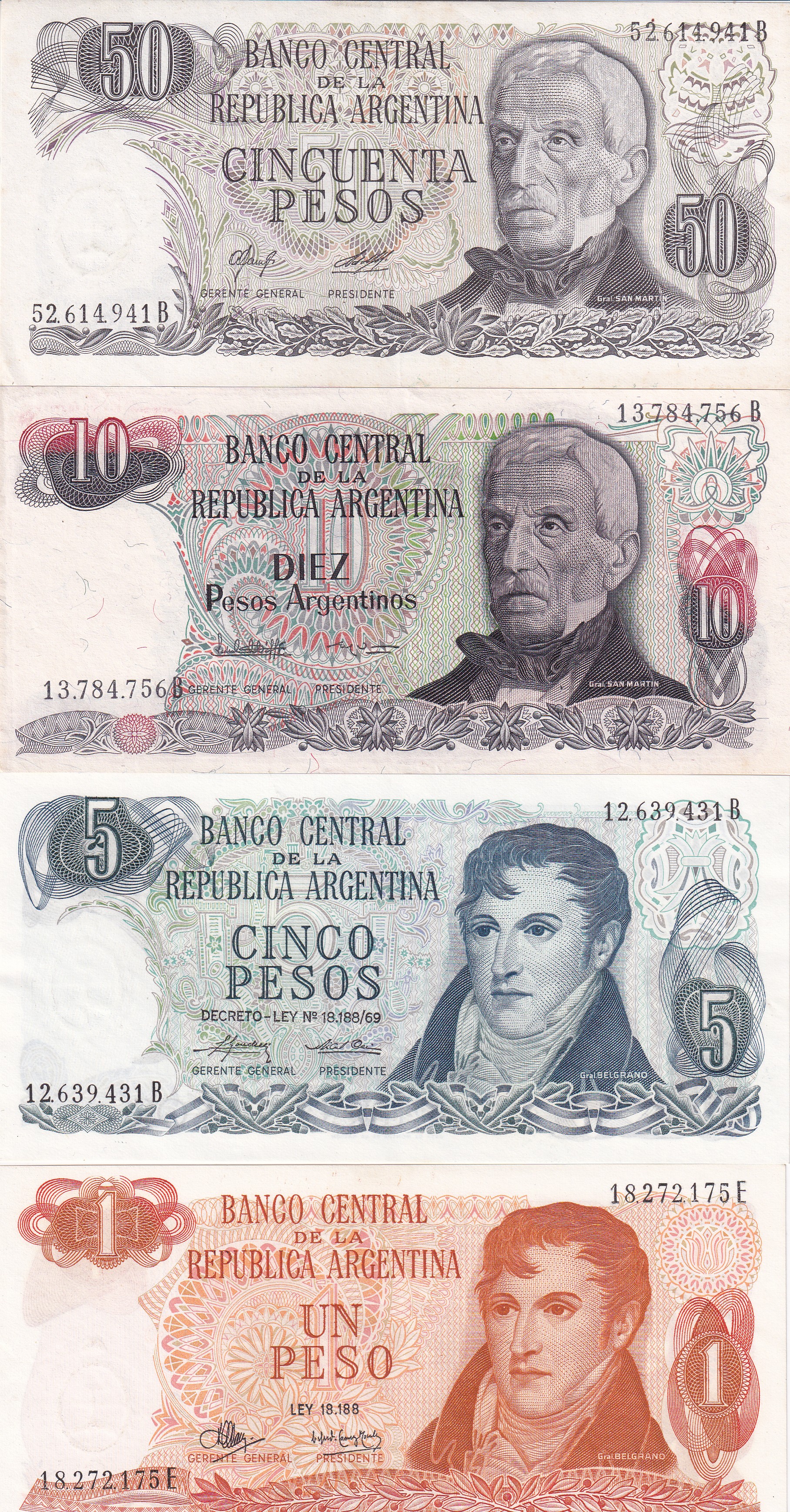 Argentina 18 Different (18 Pcs) Note Set #!11