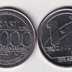 Brazil 2 Different Denomination Unc (2 Coin) Set #E- 404