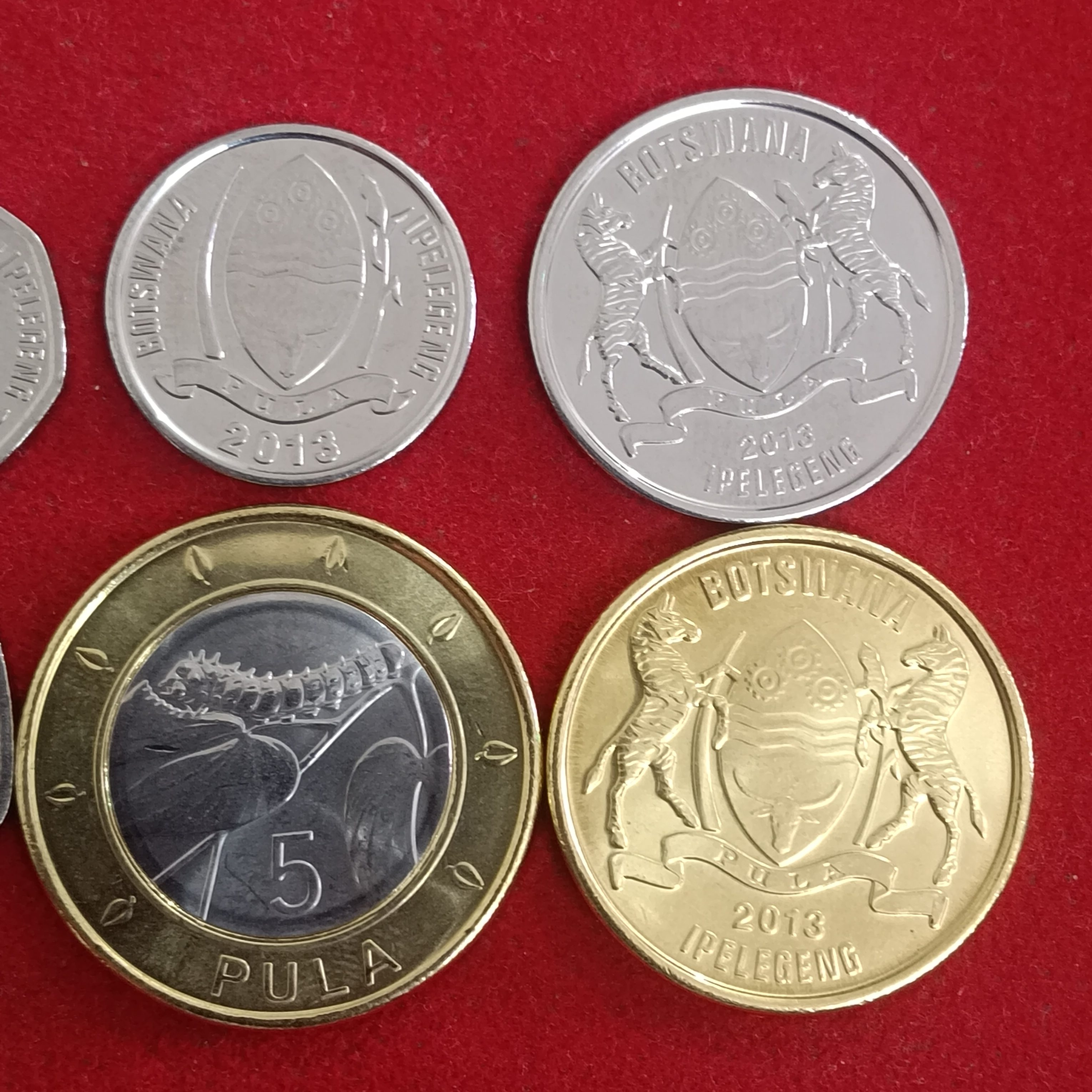 Rare Botswana Ipelegeng Coins Set 5,10,25,50,5,1 PULA 6 Pcs Botswana Unc set Coins