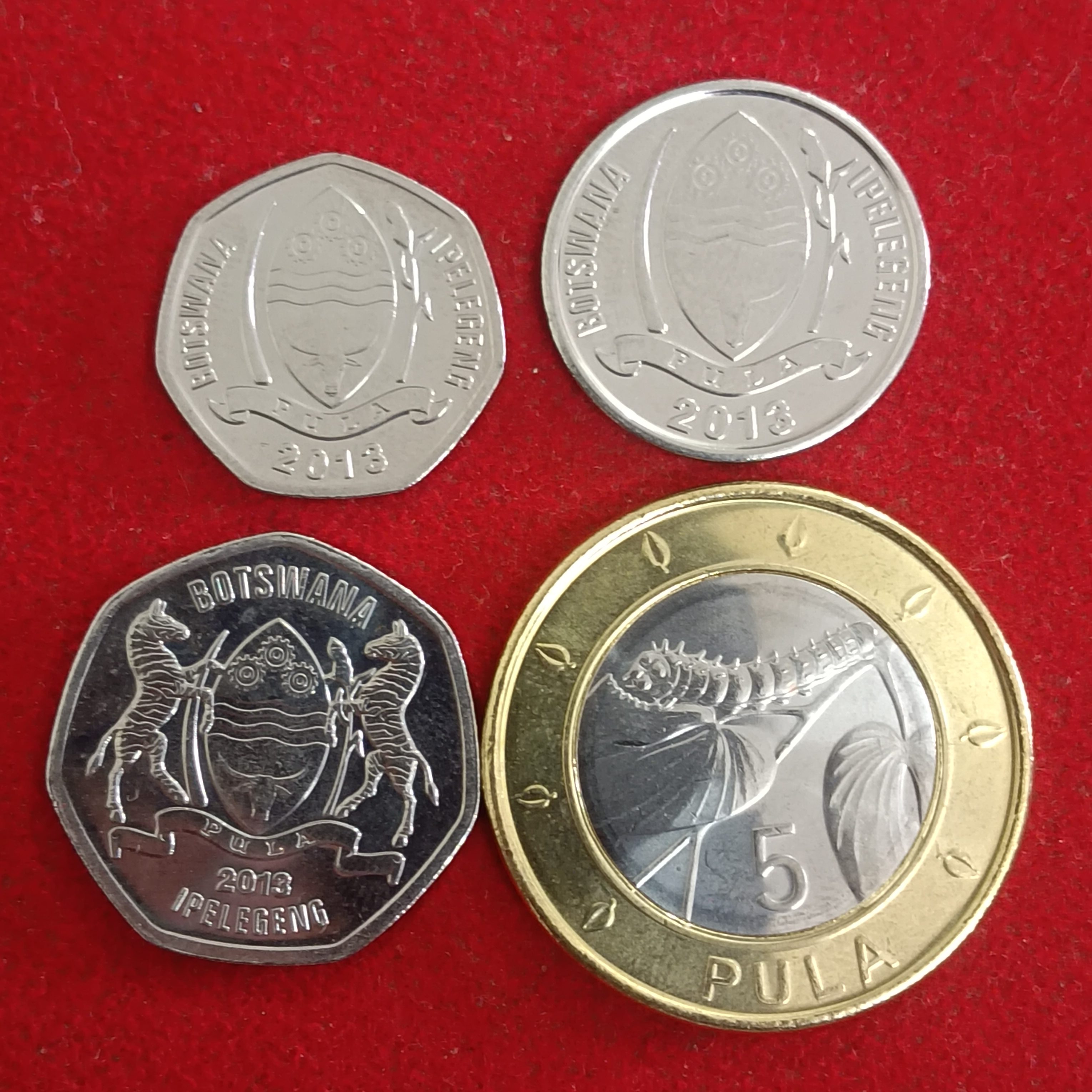 Rare Botswana Ipelegeng Coins Set 5,10,25,50,5,1 PULA 6 Pcs Botswana Unc set Coins