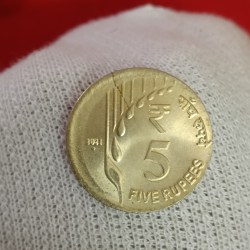 Five Rs Brass Shifted Error Coin 2021 Noida Mint RBI Mistake Coin