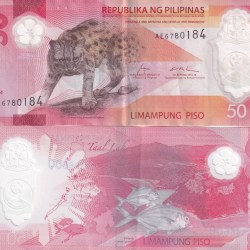 Philippines 50 Piso polymer Rare Note #Q