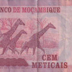 Alternative view of Mozambique 100 Meticais Rare Polymer﻿ Note #B2