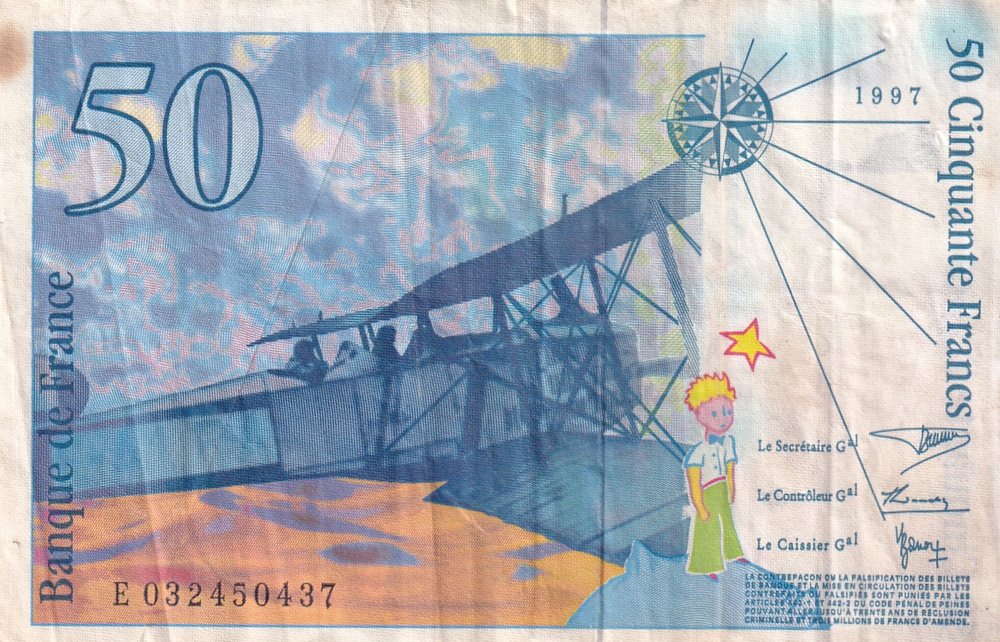 France 50 Francs - Saint-Exupéry Rare Note #B2
