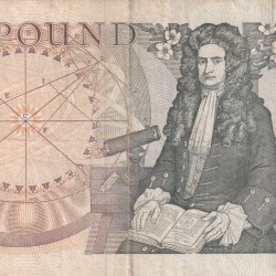 Alternative view of England 1 Pound - Elizabeth II Sir Isaac Newton Rare Note #B2