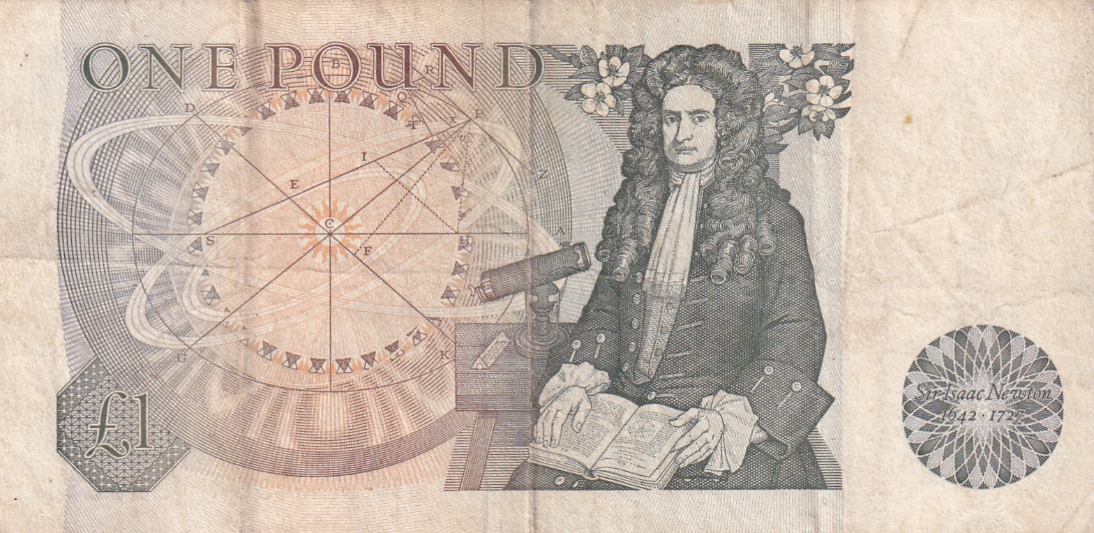 England 1 Pound - Elizabeth II Sir Isaac Newton Rare Note #B2