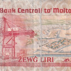 Alternative view of Malta 2 Liri Law of 1967 Rare Note (Low Condition AS Per Image) #B2