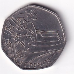 United Kingdom 50 Pence 2011 - Elizabeth II ; Cycling Commemorative issue Rare Coin #K-43