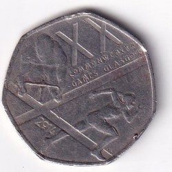 United Kingdom 50 Pence 2014 - Elizabeth II ; XX Commonwealth Games Commemorative issue Rare Coin #K-44