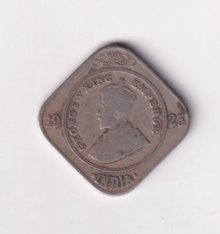 British- India 2 Annas 1923 George V Rare (Bombay Mint) Coin #K-47