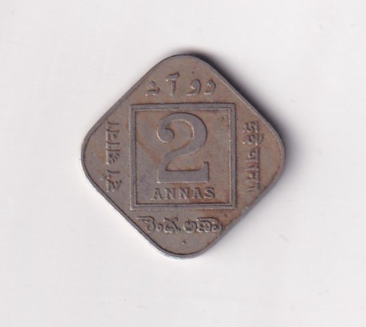 British- India 2 Annas 1936 George V Rare (Bombay Mint) Coin #K-41