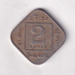 Alternative view of British- India 2 Annas 1936 George V Rare (Bombay Mint) Coin #K-36