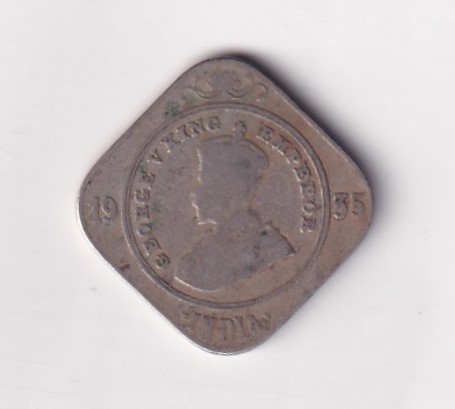 British- India 2 Annas 1935 George V Rare (Bombay Mint) Coin #K-32