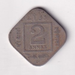 Alternative view of British- India 2 Annas 1925 George V Rare Coin #K-34