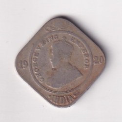 British- India 2 Annas 1920 George V Rare Coin #K-56