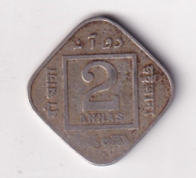 British- India 2 Annas 1920 George V Rare Coin #K-57