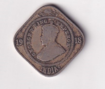 British- India 2 Annas 1918 George V Rare Coin #K-62