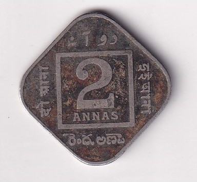 British- India 2 Annas 1918 George V Rare Coin #K-65