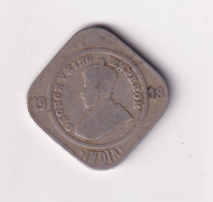 British- India 2 Annas 1918 George V Rare Coin #K-66