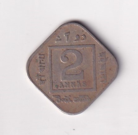 British- India 2 Annas 1919 George V Rare Coin #K-69