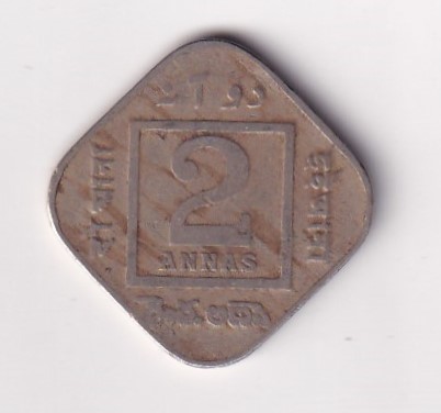 British- India 2 Annas 1919 George V Rare Coin #K-71