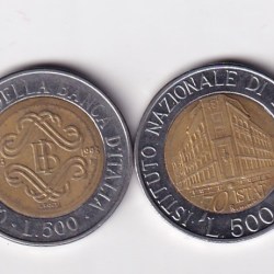 Italy 500 lire All Different Rare Bimetallic (4 Coin set) #K-119