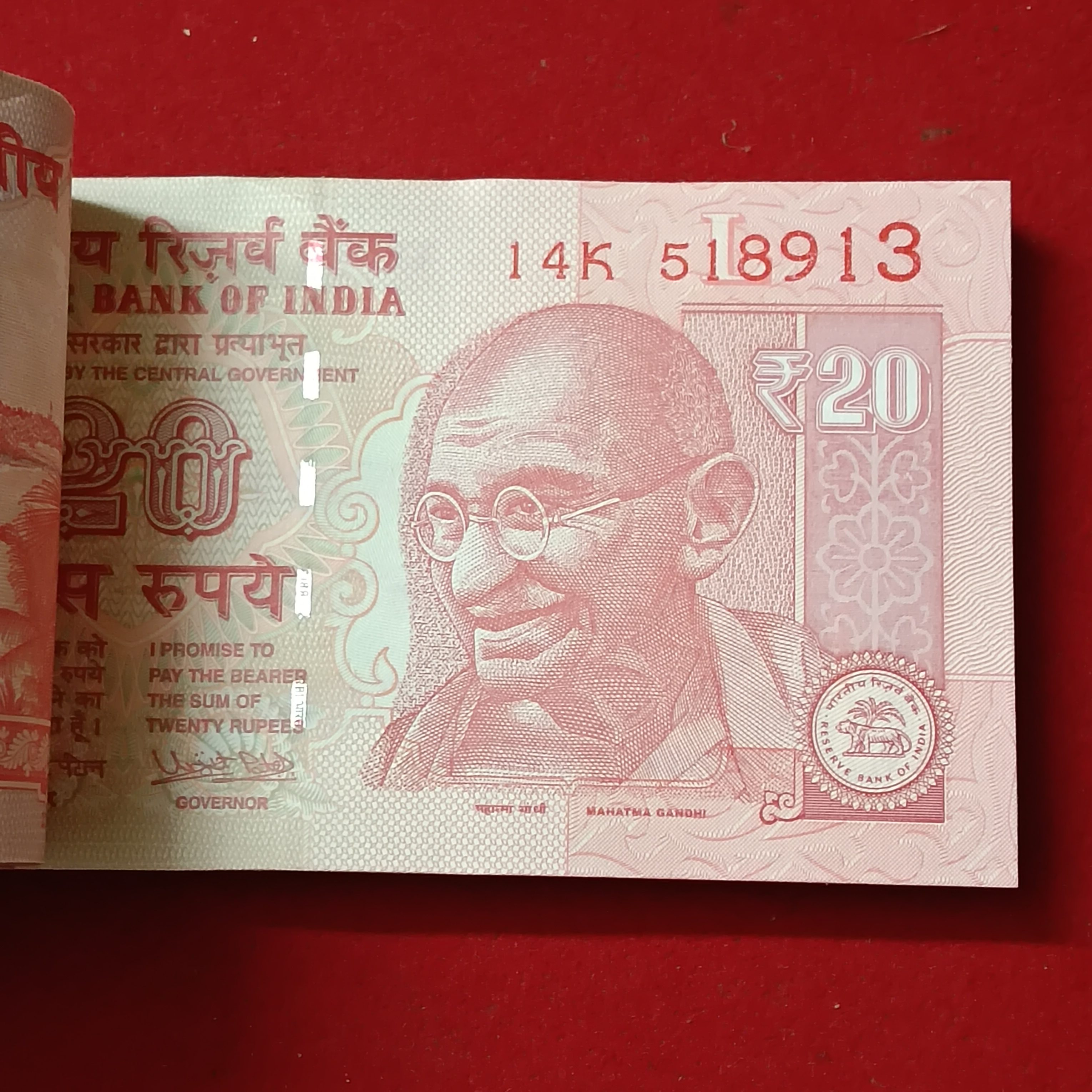 20 Rs Rare Old Issue Full Bundle Governor Urjit Patel 2017 Year Gem Unc Condition 518901 - Image 3