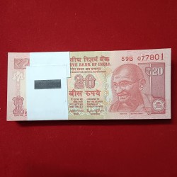 20 Rs Rare Old Issue Full Bundle Governor Raghuram Rajan 2016 Year Gem Unc Condition 077801