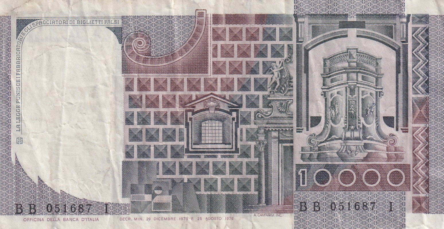 Italy 10000 LIRE Rare NOTE#B2