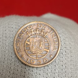 30 CENTAVOS Bronze Coin 1958 Portuguese India REPUBLICA PORTUGUESA
