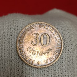 Alternative view of 30 CENTAVOS Bronze Coin 1958 Portuguese India REPUBLICA PORTUGUESA