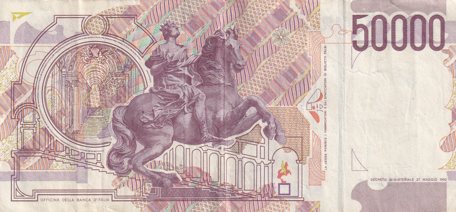 Italy 50 000 Lire (Bernini) Rare Note#B2