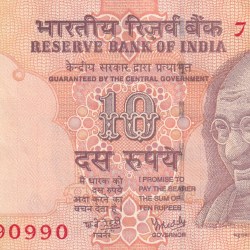 990990 Fancy Number 10 Rupees Governor Y.B Reddy Rare Note