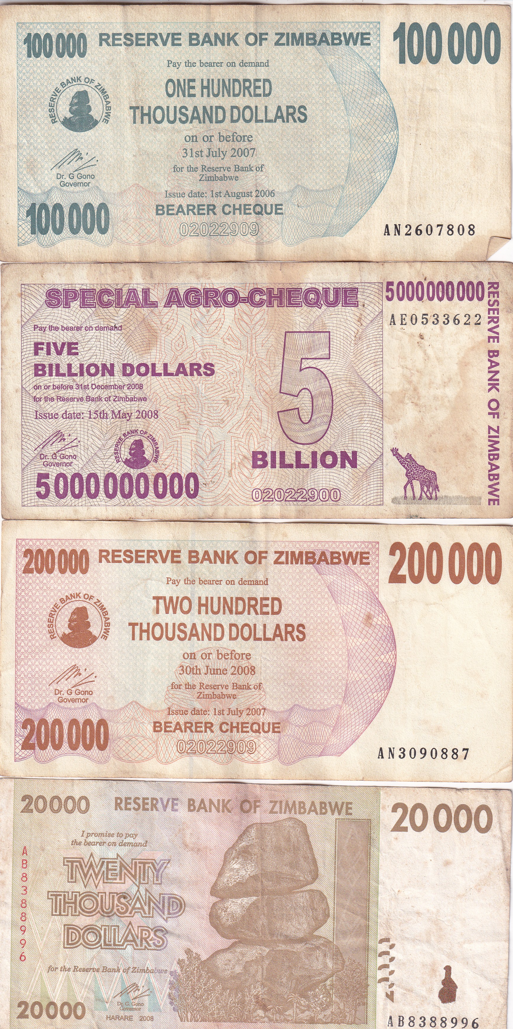20 Different Zimbabwe Note Set