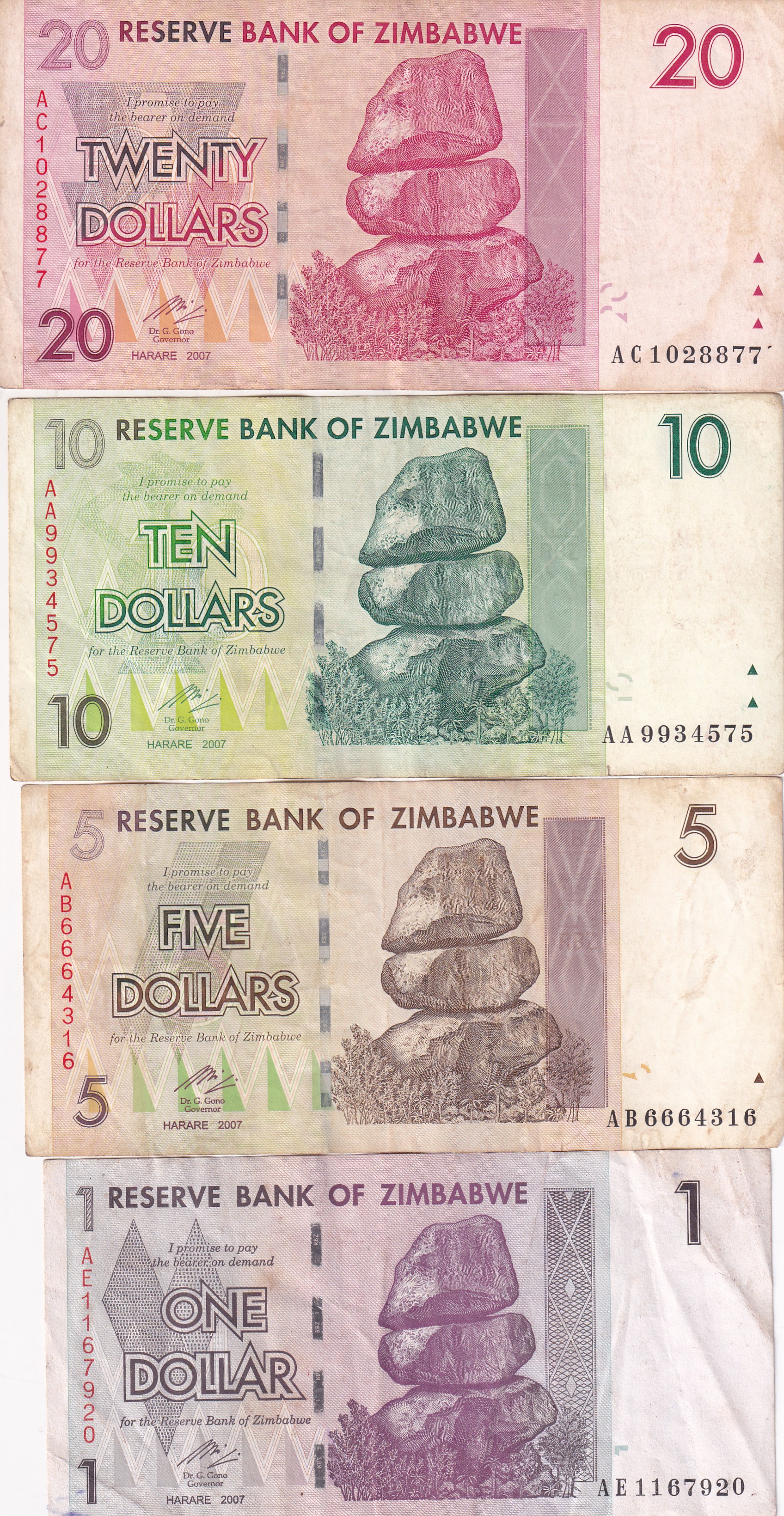 20 Different Zimbabwe Note Set