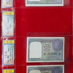 Alternative view of RARE 1 RUPEE SIGNATURE SET A-9 TO A-65 WITH ENDING LAST THREE DIGIT SAME 763 VERY VERY RARE SIGNATURE SET UNC CONDITION NOTES MISSING A-10 ,A-14 WITH ALBUM